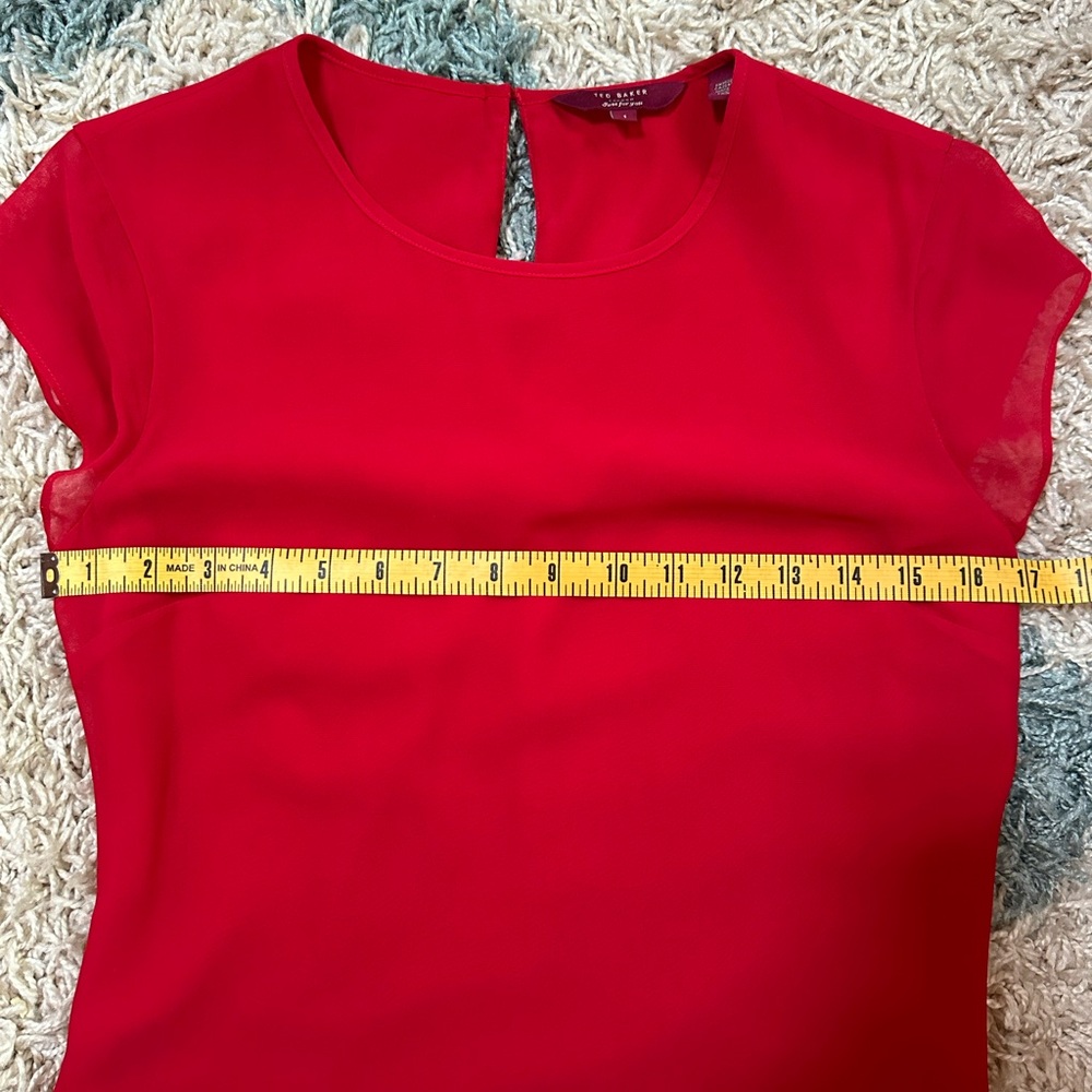 TED BAKER Women’s Red Cap Sleeve Circle Applique Hem Glana Mini Dress Size 1 - Picture 8 of 9